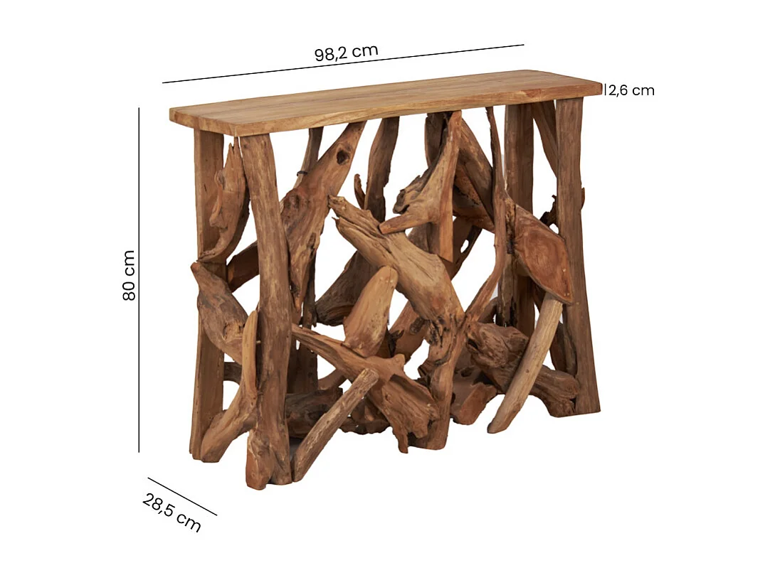 Console L. 98 cm assemblage bois de teck et plateau – MUNICH