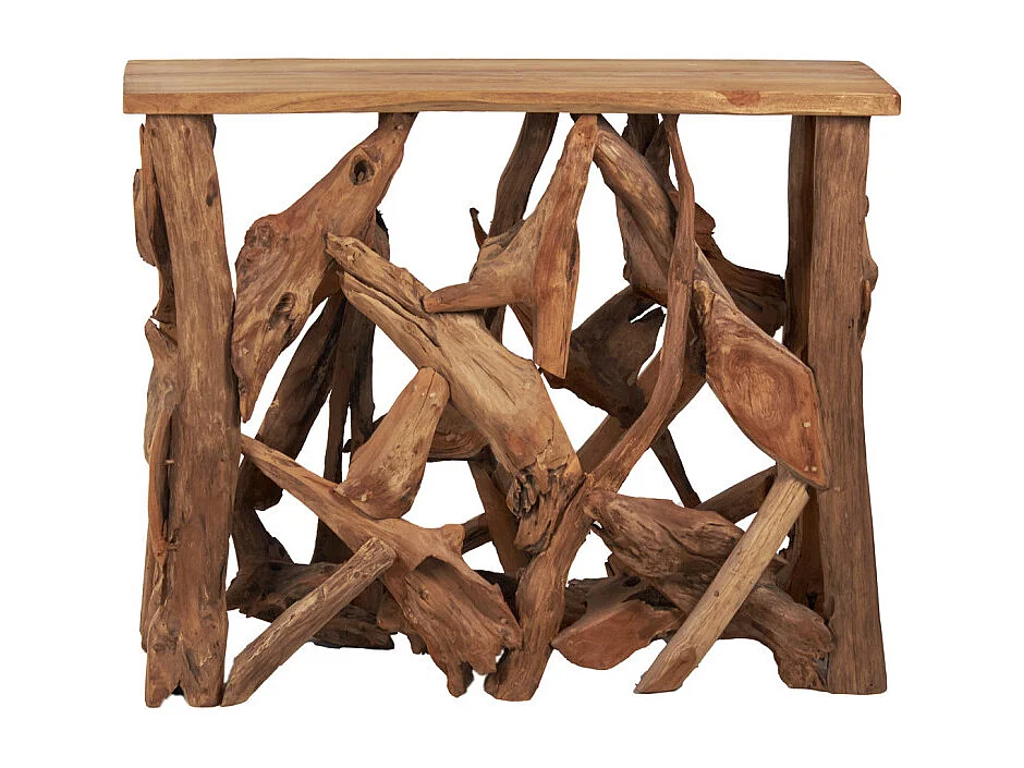 Console L. 98 cm assemblage bois de teck et plateau – MUNICH
