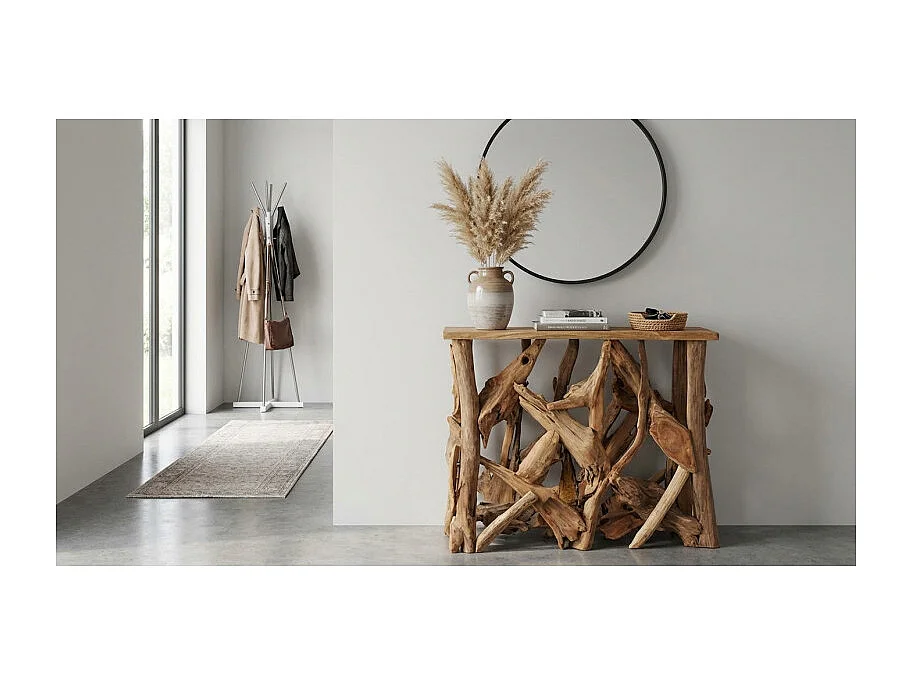 Console L. 98 cm assemblage bois de teck et plateau – MUNICH