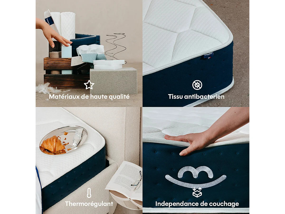 Matelas premium hybride mémoire de forme 140x200 épais 26cm