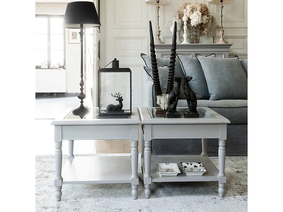 Bout de canapé vitré Bois Gris - Harmonie Interior's