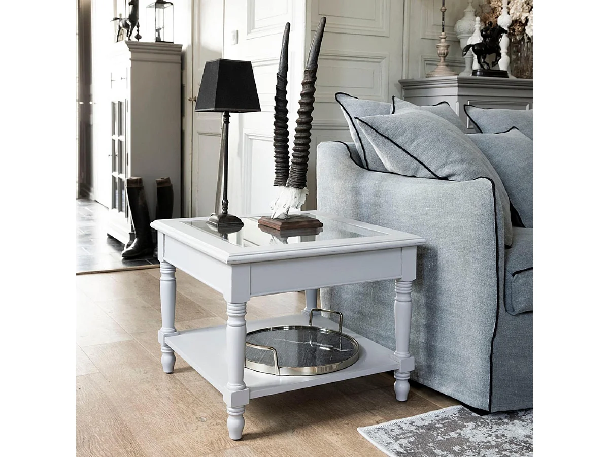 Bout de canapé vitré Bois Gris - Harmonie Interior's