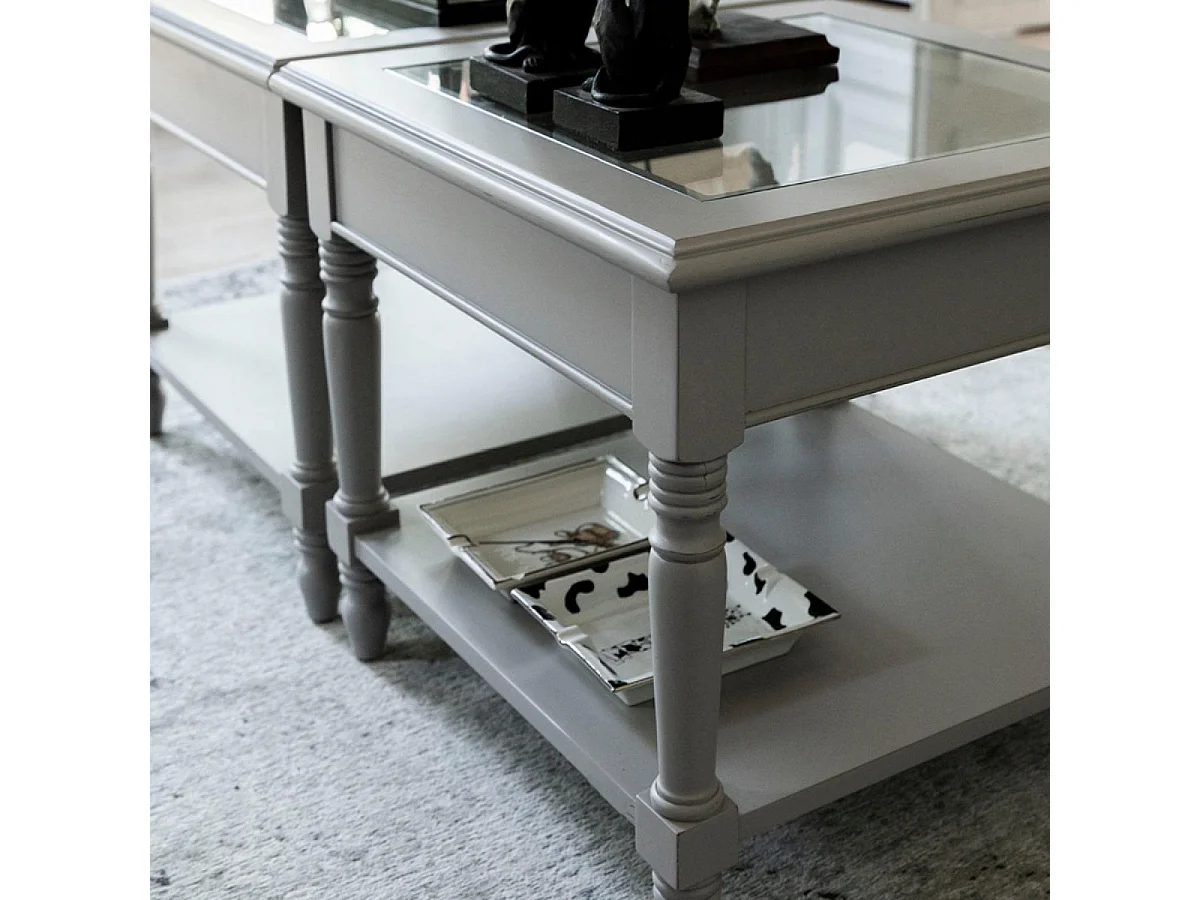 Bout de canapé vitré Bois Gris - Harmonie Interior's