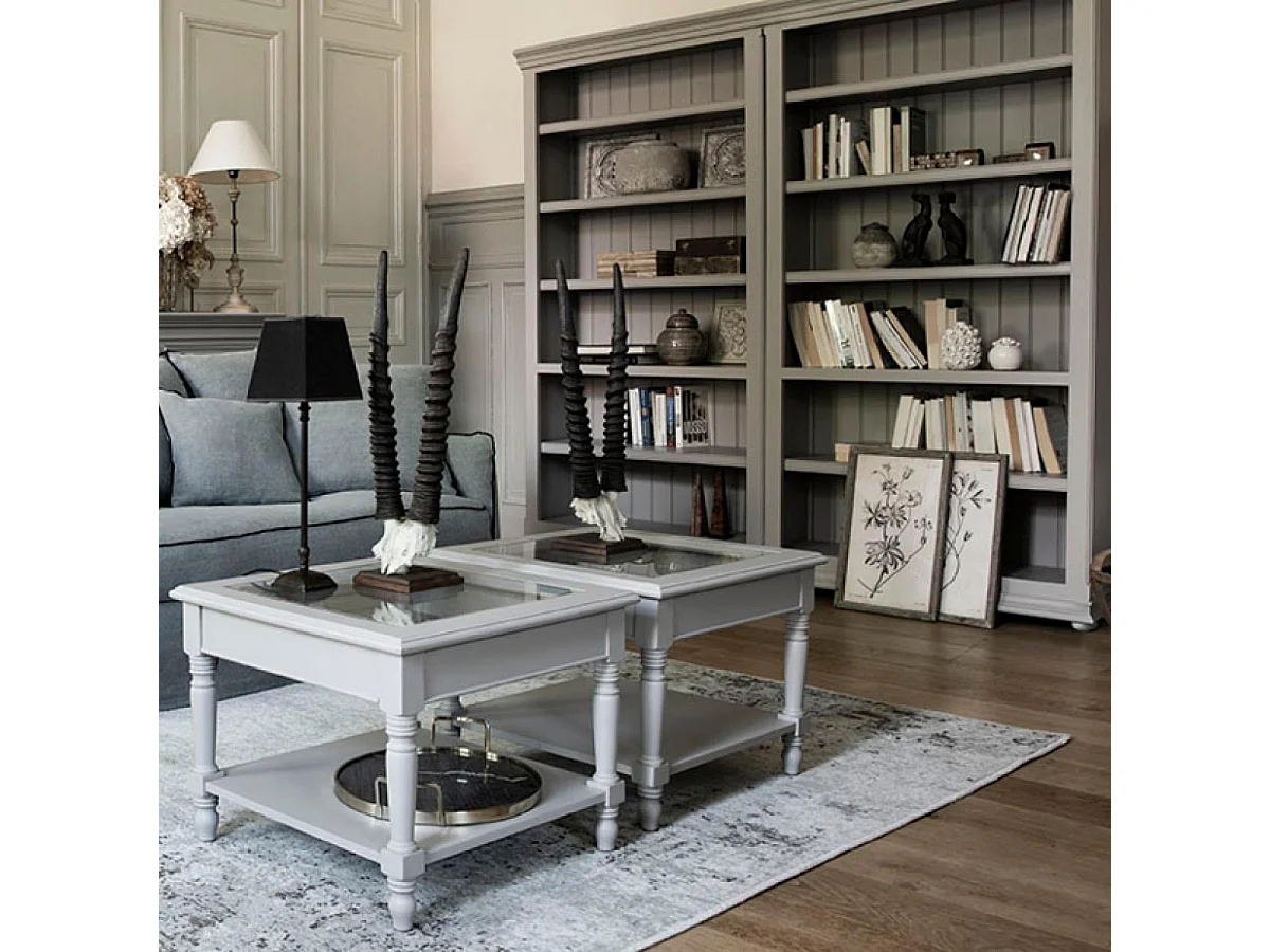 Bout de canapé vitré Bois Gris - Harmonie Interior's