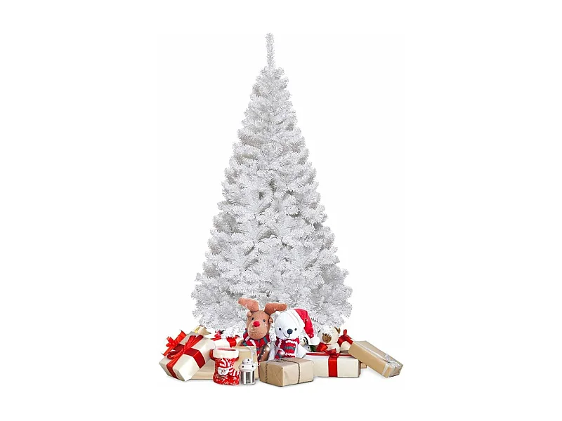 Sapin de Noël Arbre de Noël Artificiel pour Décoration de Noël Matériau PVC avec Pied en Métal 150cm-240cm Blanc