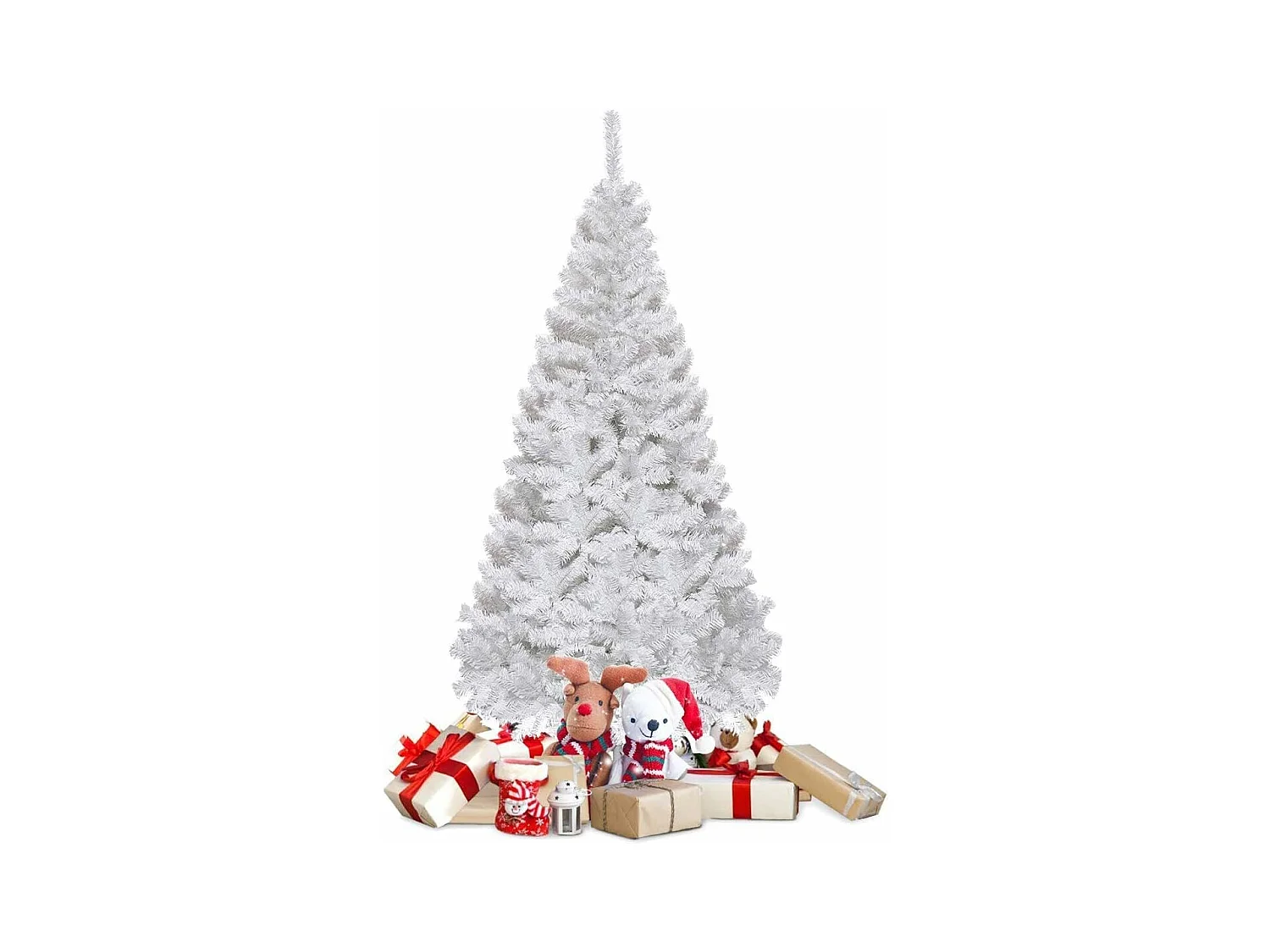 Sapin de Noël Arbre de Noël Artificiel pour Décoration de Noël Matériau PVC avec Pied en Métal 150cm-240cm Blanc
