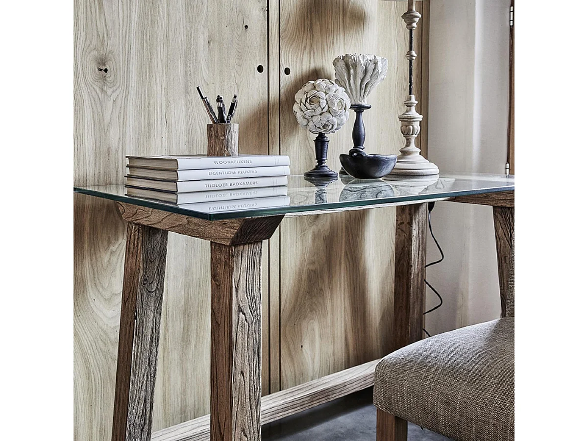 Bureau plateau en verre Bois Marron - Interior's