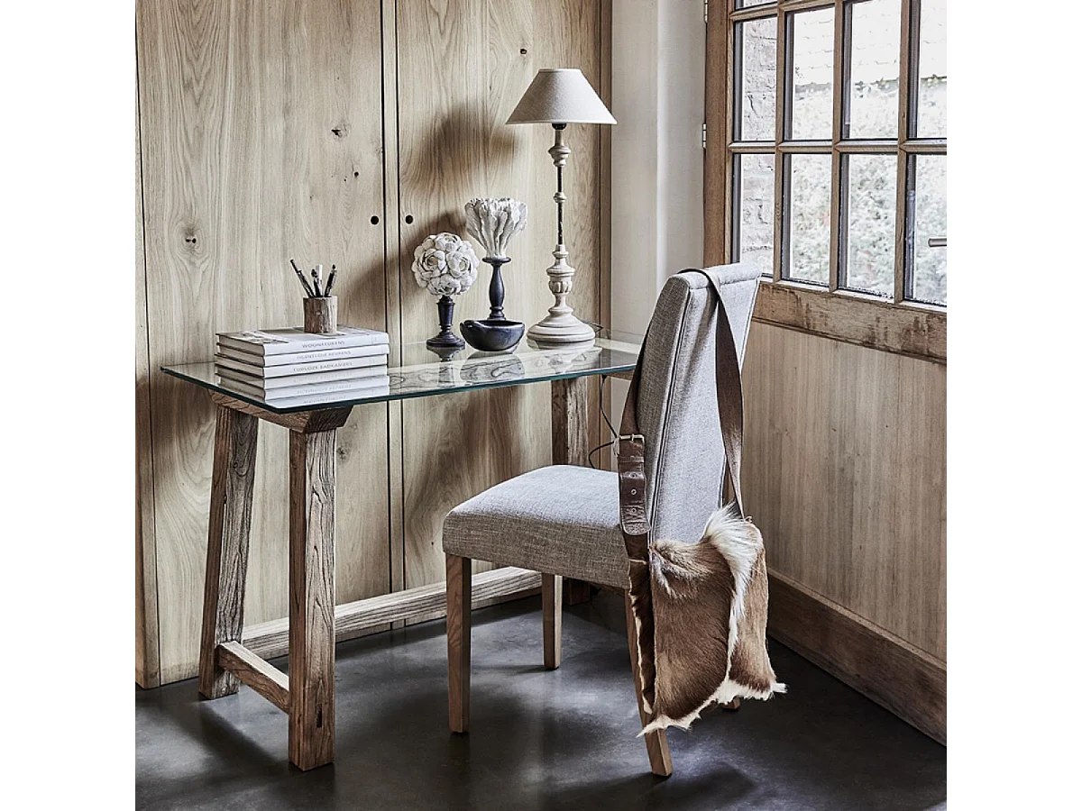 Bureau plateau en verre Bois Marron - Interior's