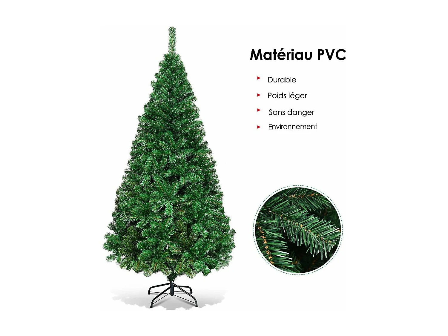 Kunstkerstboom 210 cm met metalen voet, kunstkerstboom voor kerstdecoratie PVC-materiaal, natuurgroen