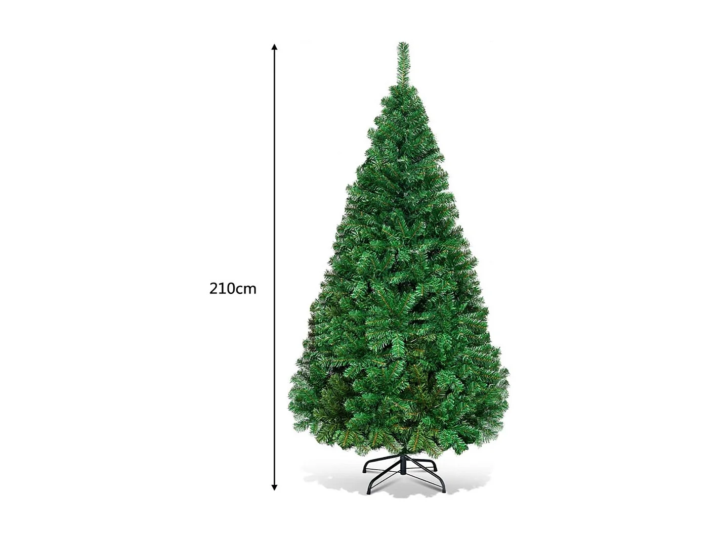 Kunstkerstboom 210 cm met metalen voet, kunstkerstboom voor kerstdecoratie PVC-materiaal, natuurgroen