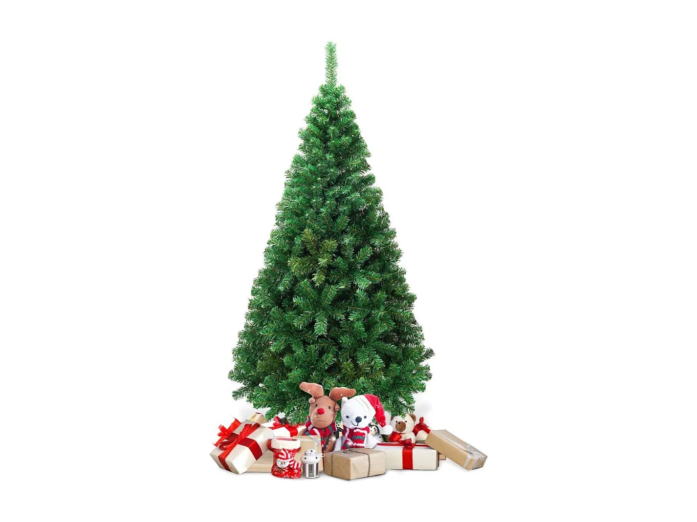 Sapin de Noël Artificiel 210 cm avec Pied en Métal, Arbre de Noël Artificiel pour Décoration de Noël Matériau PVC, Vert Nature
