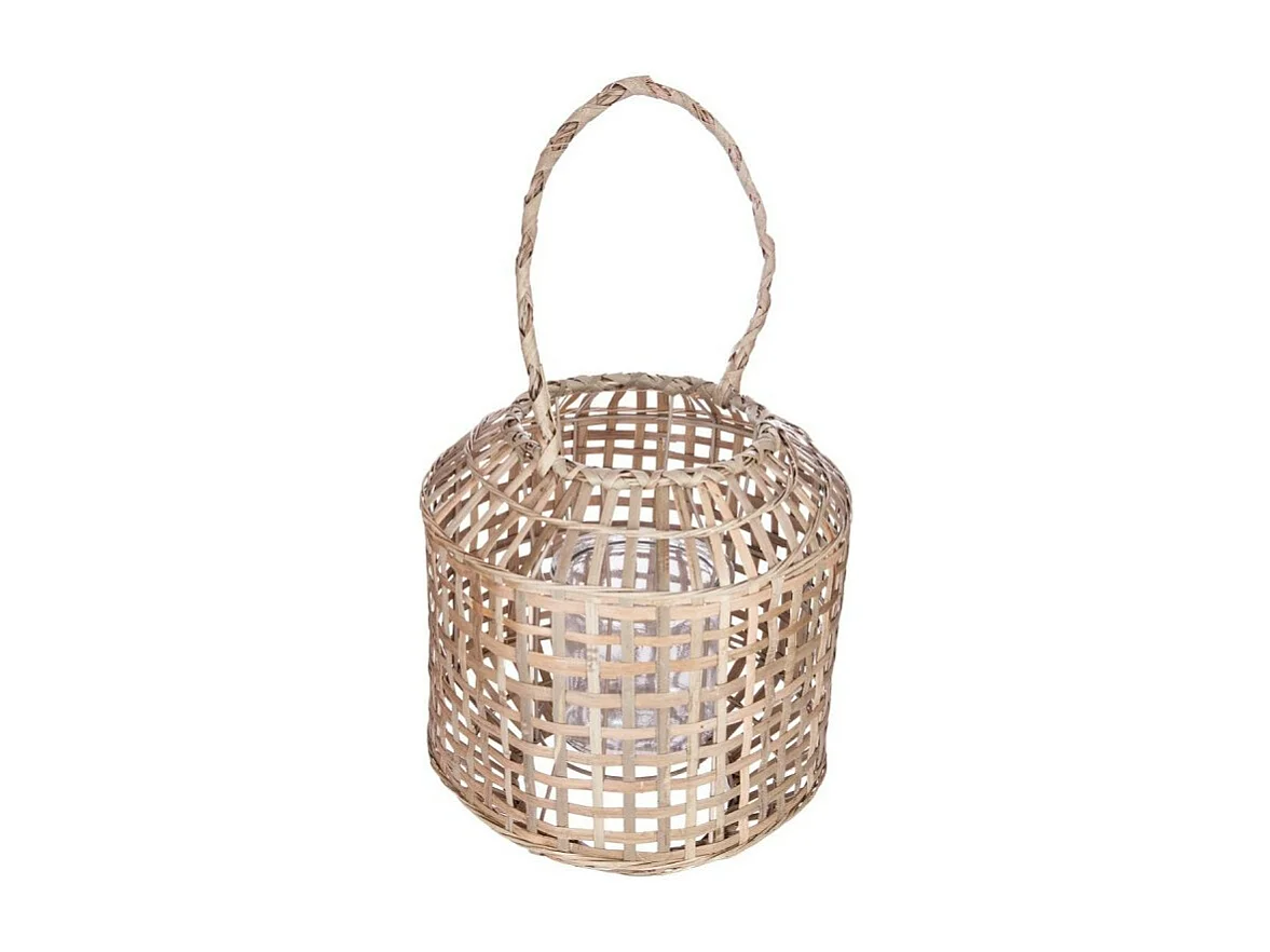 Lanterne Tressée en Bambou "Nomade" 28cm Beige