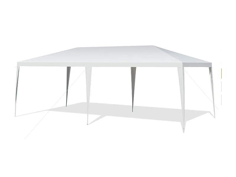 Tonnelle de Jardin 3 M x 6 M Étanche/Tente de Réception/Barnum en Tube Métal 6 Cordes à Vent et 12 Piquets, pour Fêtes Commercial Mariage, Blanc