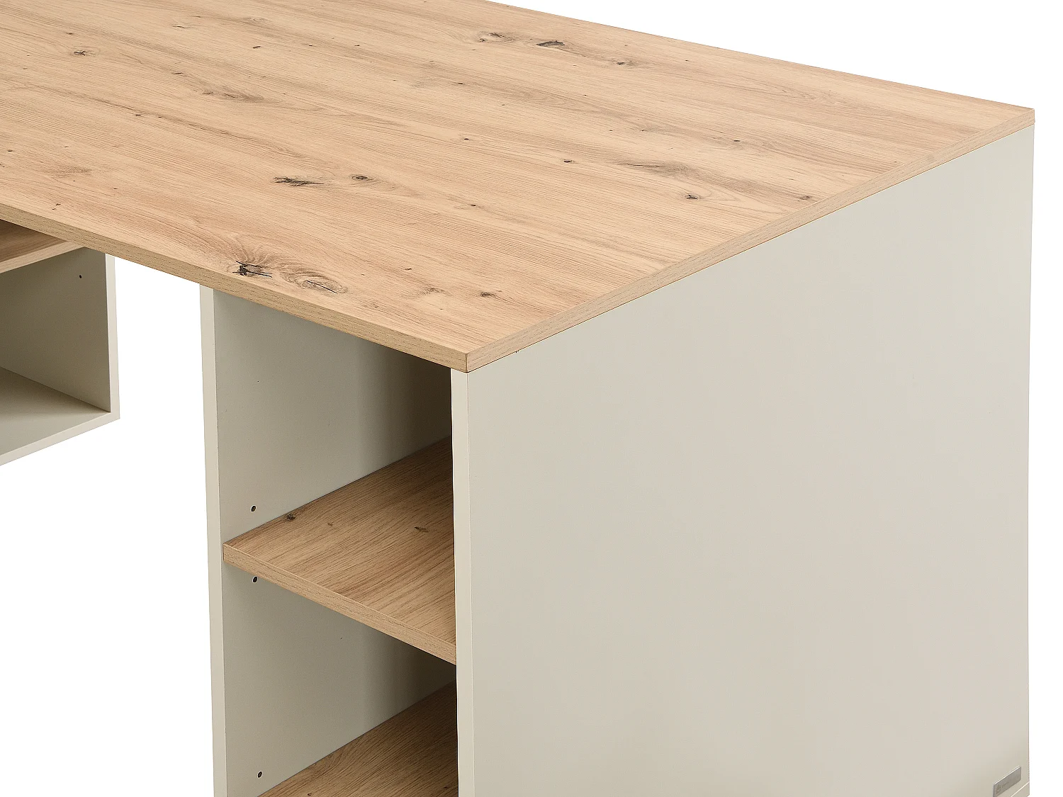 Bureau d'angle avec rangements - MDF - Beige et naturel - ROMIARA