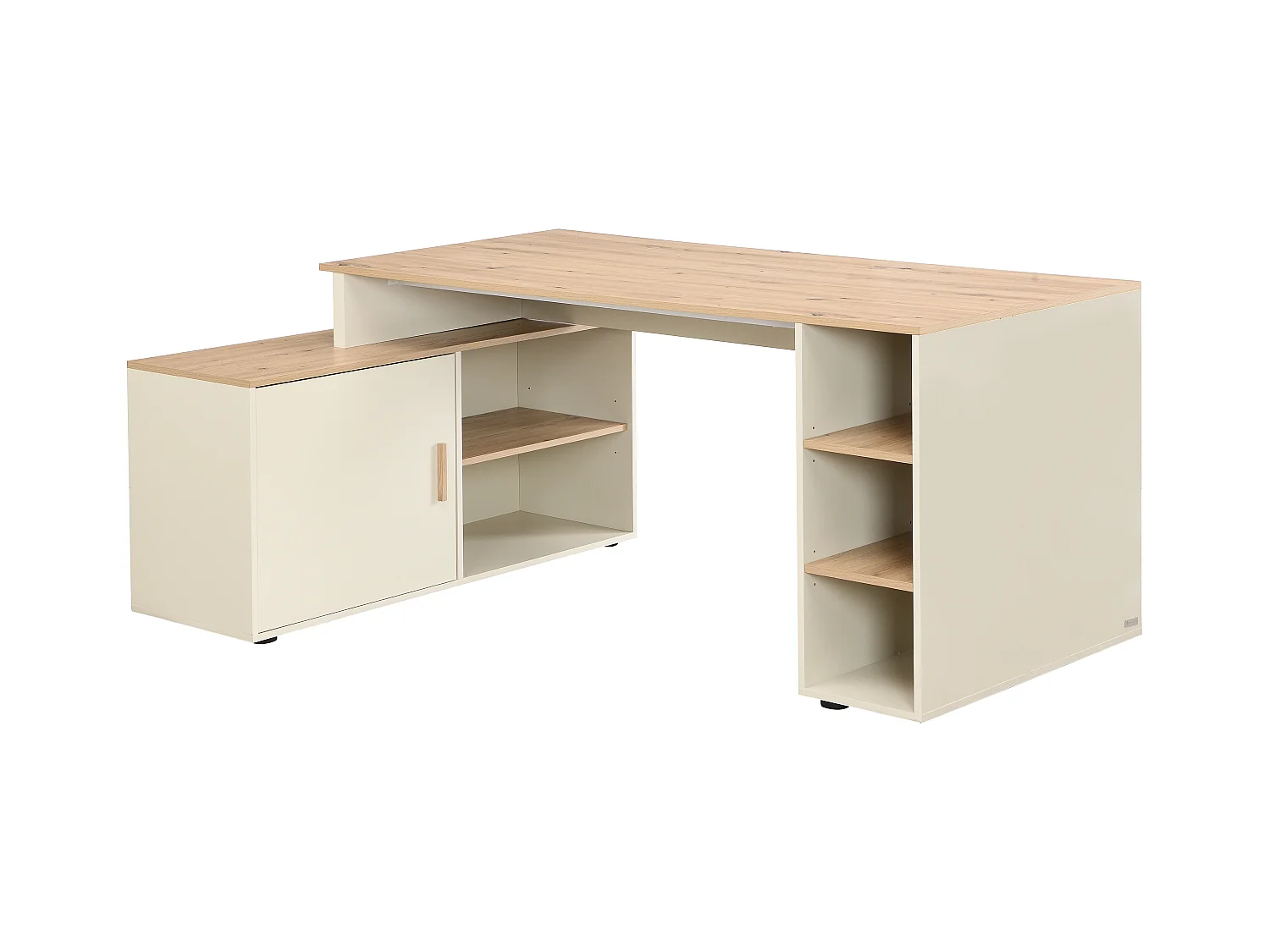 Hörnbord med förvaring - MDF - Beige och naturfärgad - ROMIARA