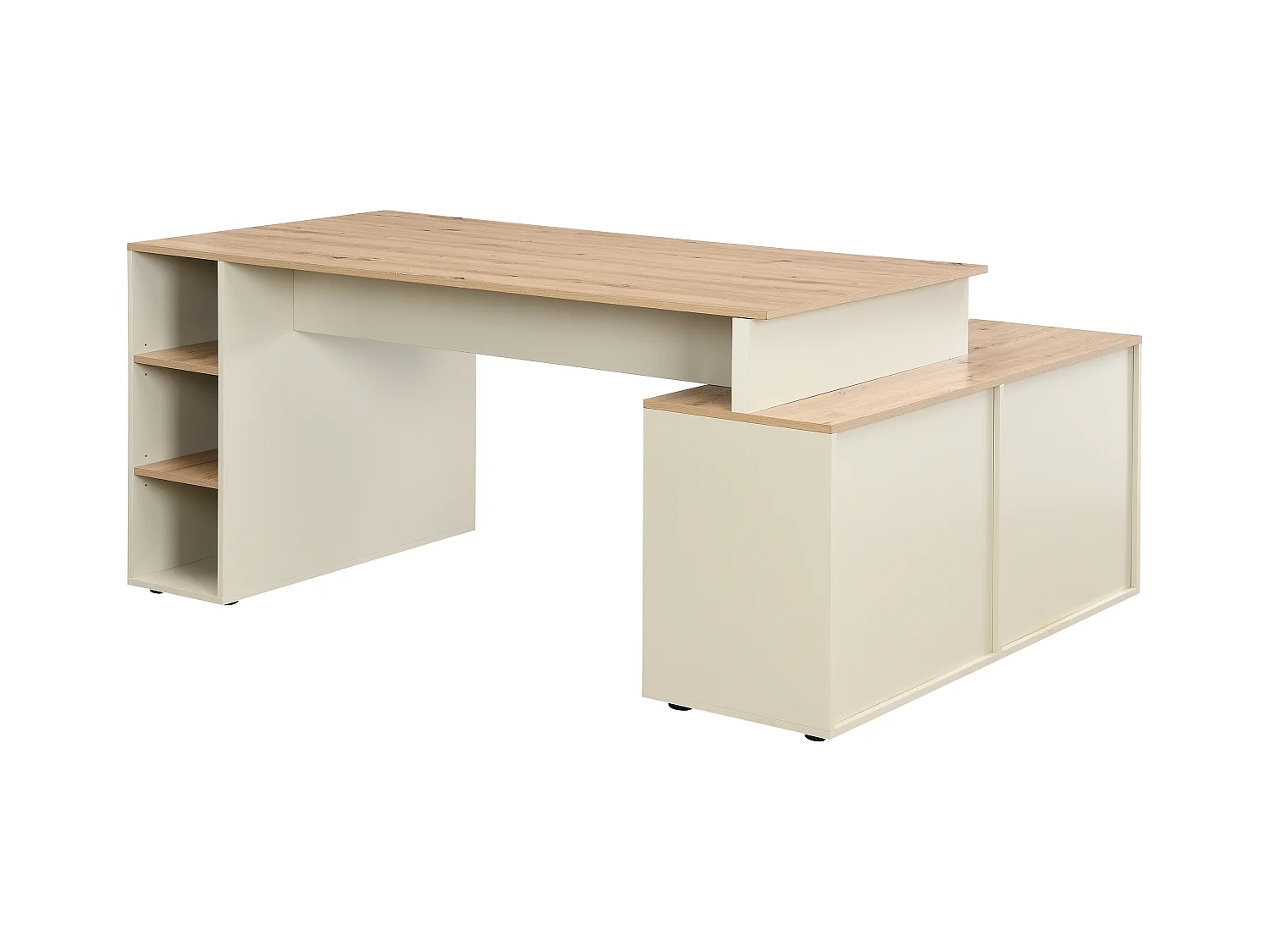 Hörnbord med förvaring - MDF - Beige och naturfärgad - ROMIARA