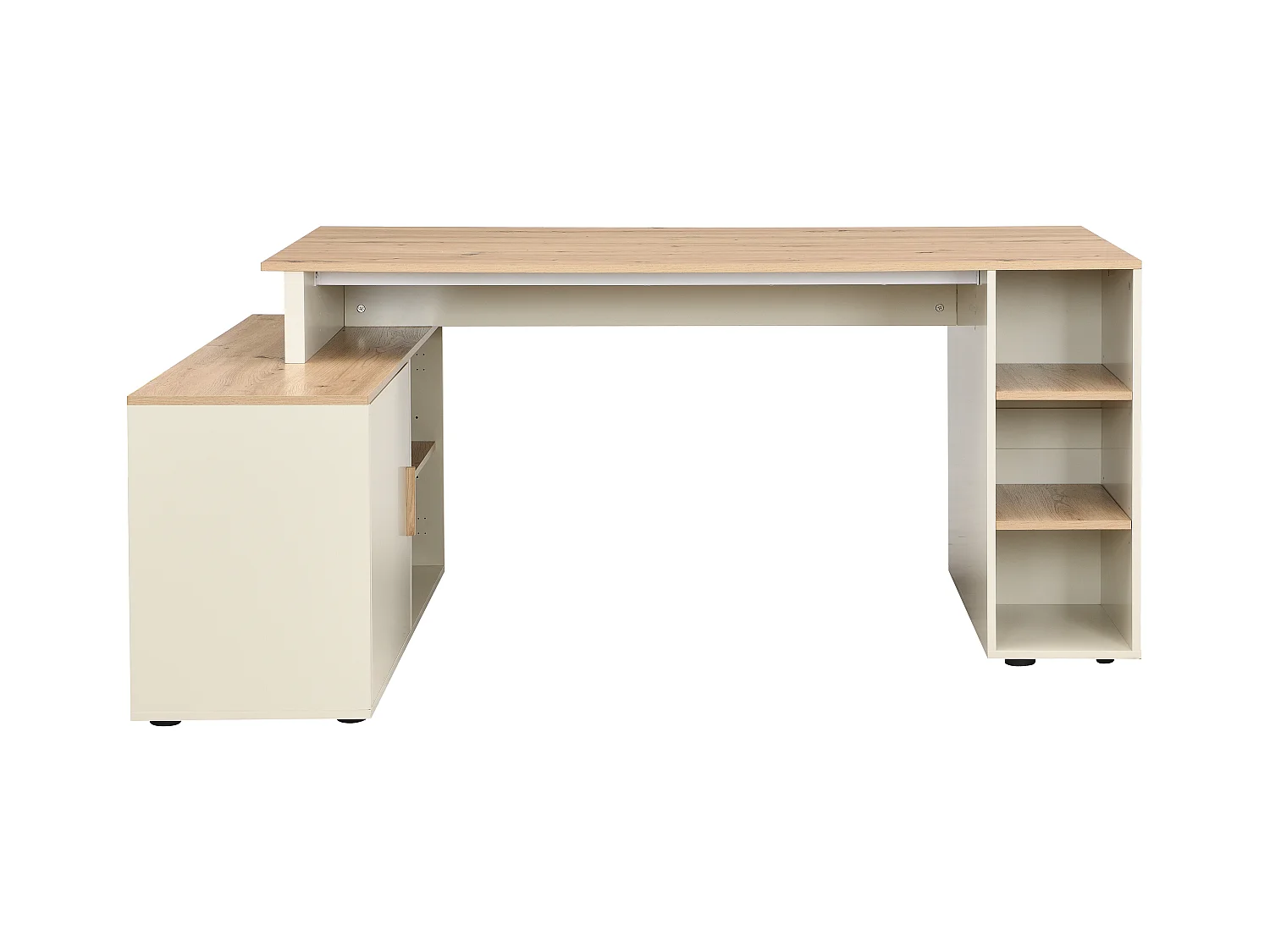 Hörnbord med förvaring - MDF - Beige och naturfärgad - ROMIARA