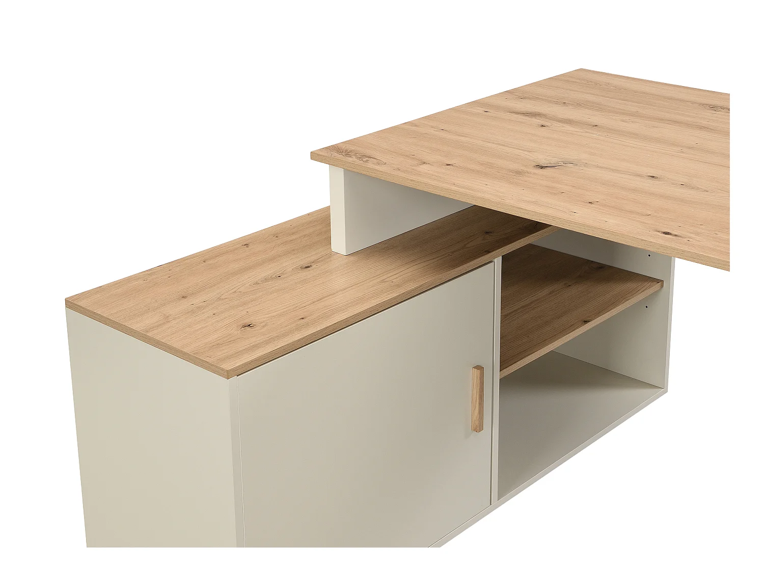 Hörnbord med förvaring - MDF - Beige och naturfärgad - ROMIARA