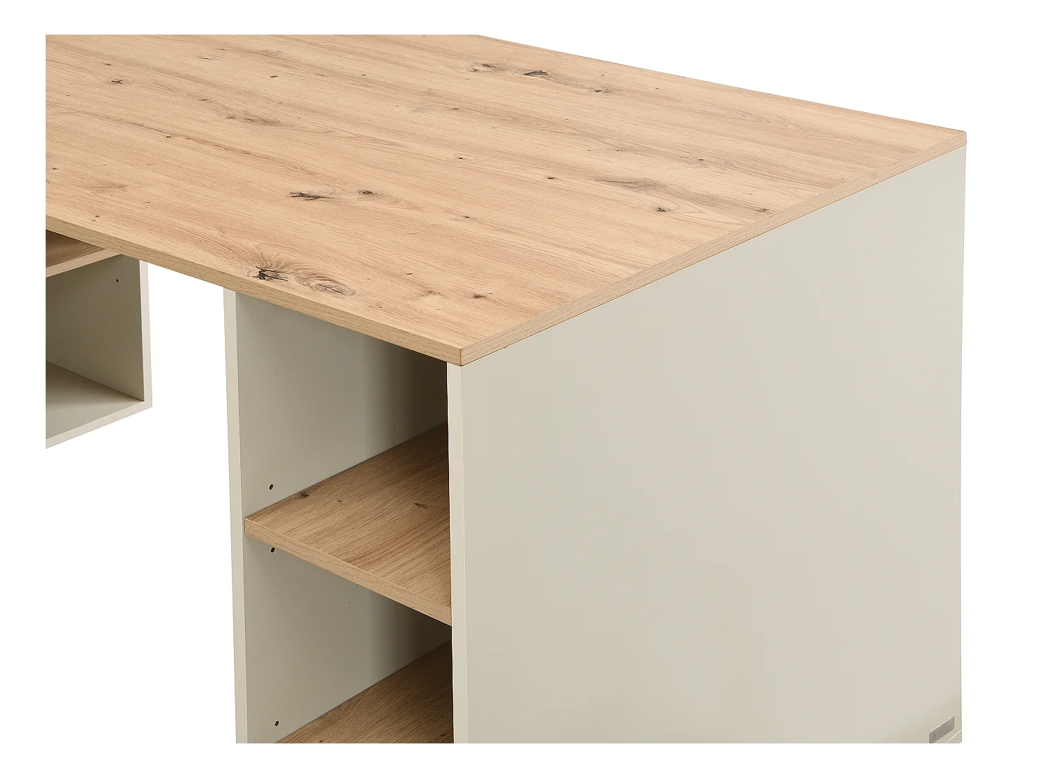 Hörnbord med förvaring - MDF - Beige och naturfärgad - ROMIARA