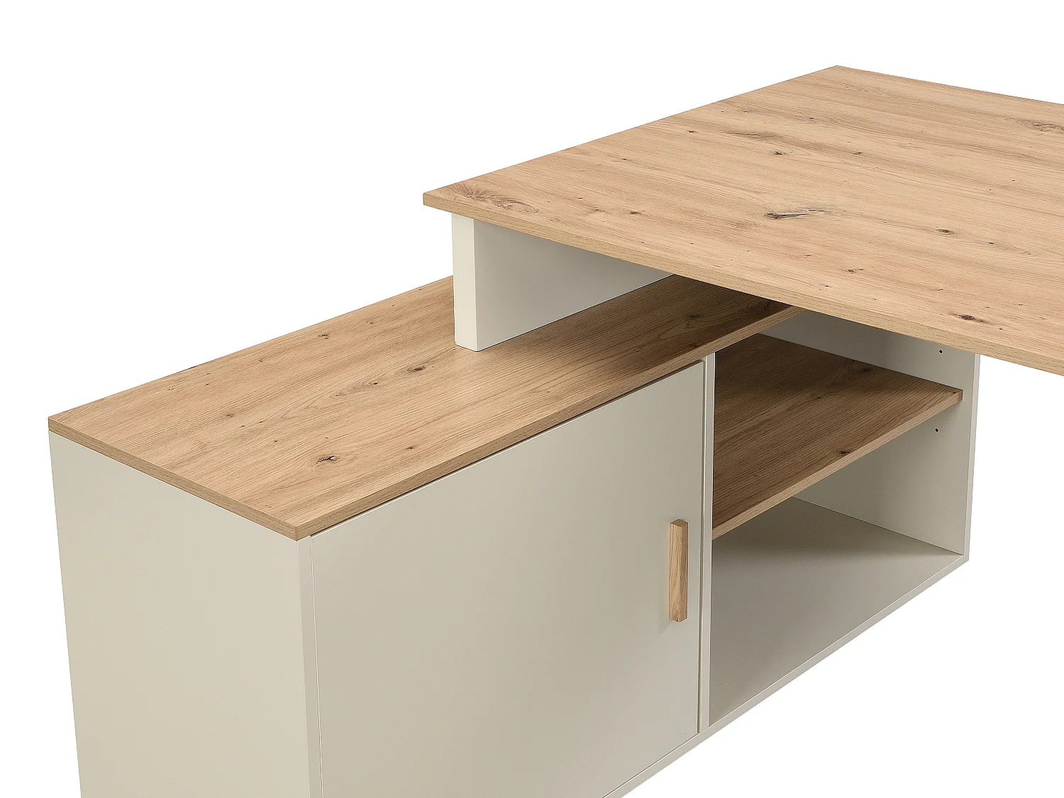 Hörnbord med förvaring - MDF - Beige och naturfärgad - ROMIARA