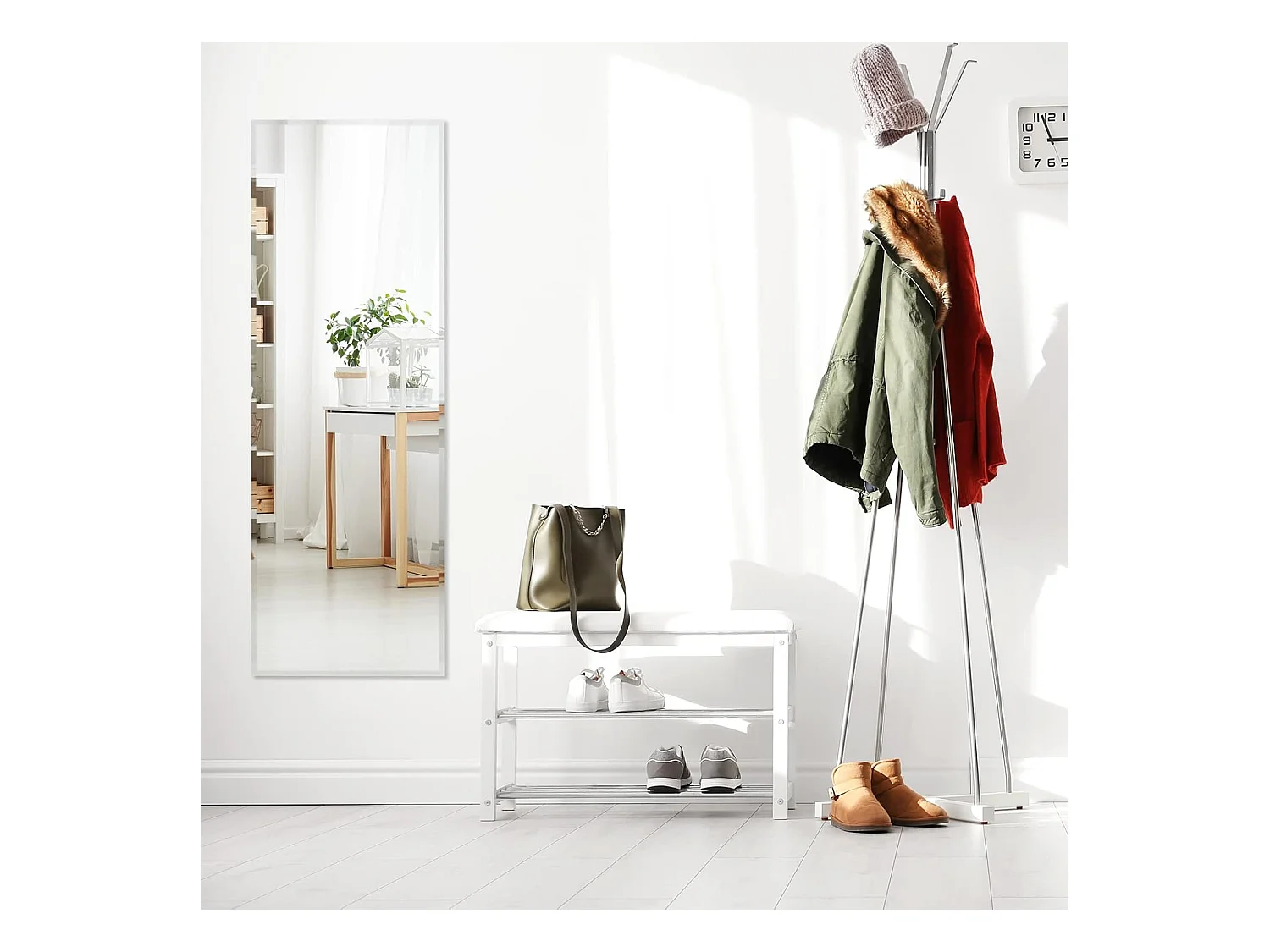 Grand Miroir Mural 110 x 38 cm, Rectangulaire Pleine Longueur avec Bord Biseauté Vertical ou Horizontal