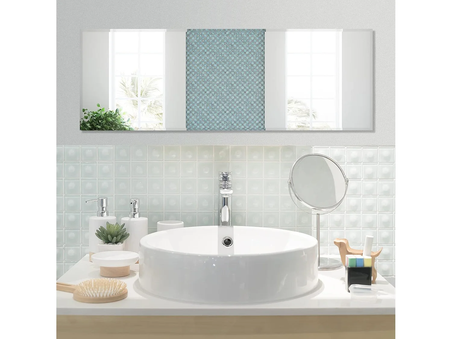 Grand Miroir Mural 110 x 38 cm, Rectangulaire Pleine Longueur avec Bord Biseauté Vertical ou Horizontal