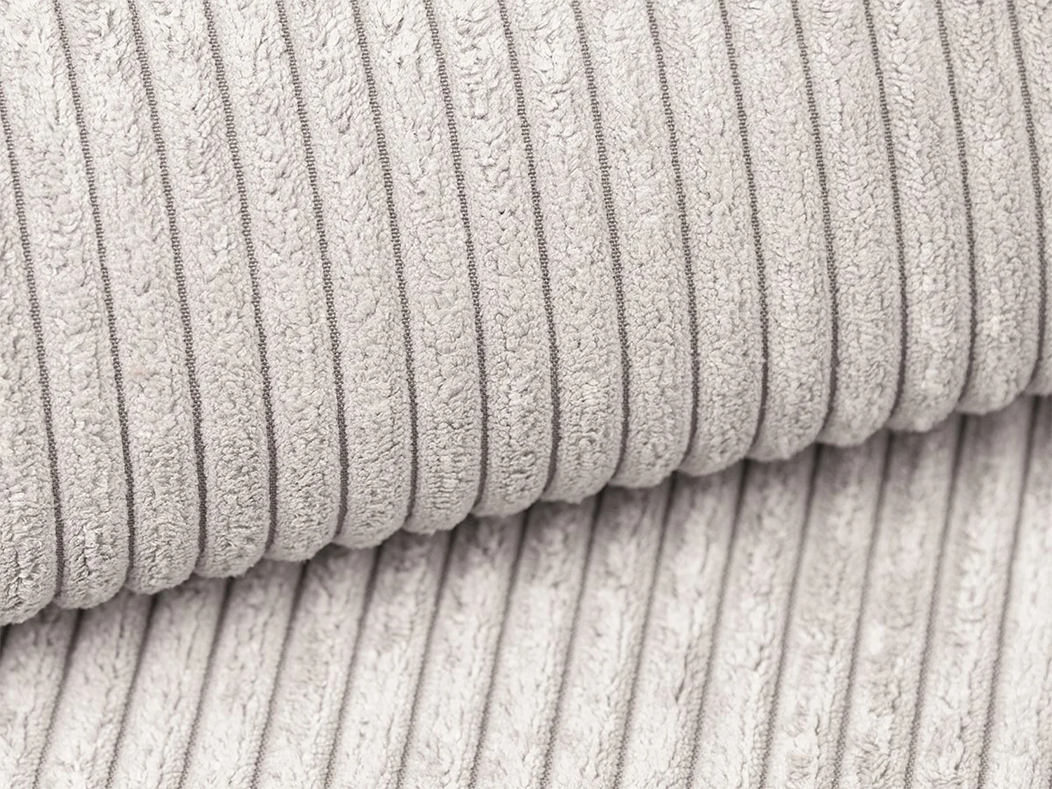 Canapé d'angle droit convertible en velours côtelé beige ZOMELA