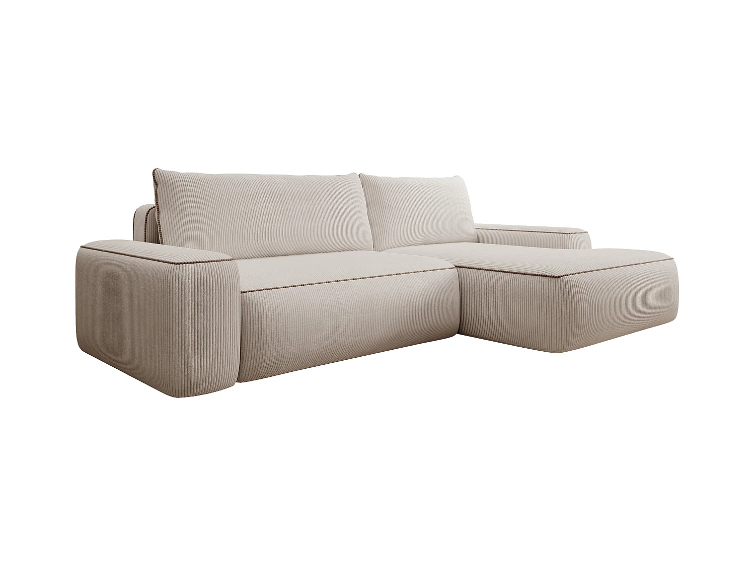 Sofá rinconera derecha de pana beige ZOMELA