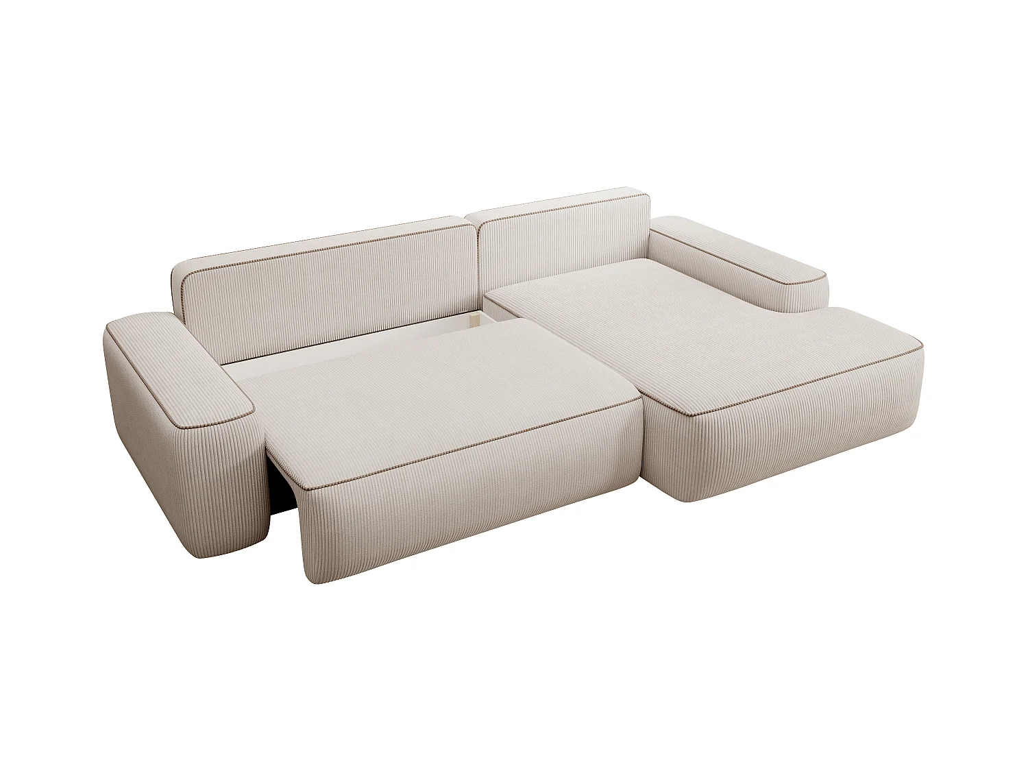 Sofá rinconera derecha de pana beige ZOMELA