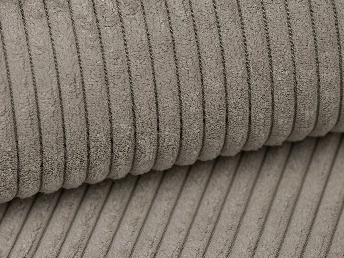 Canapé d'angle droit convertible en velours côtelé beige ZOMELA