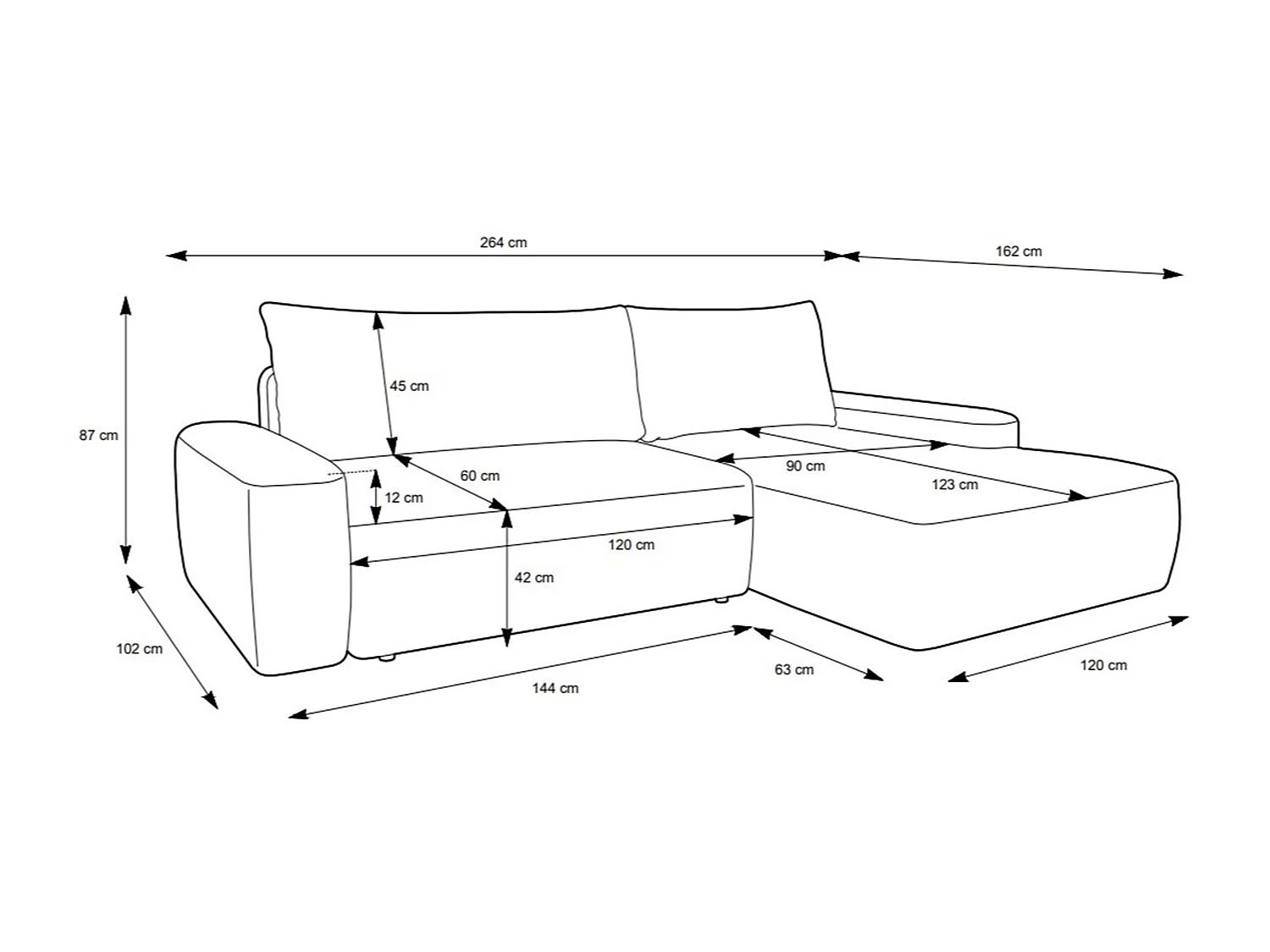 Canapé d'angle gauche convertible en velours côtelé beige ZOMELA