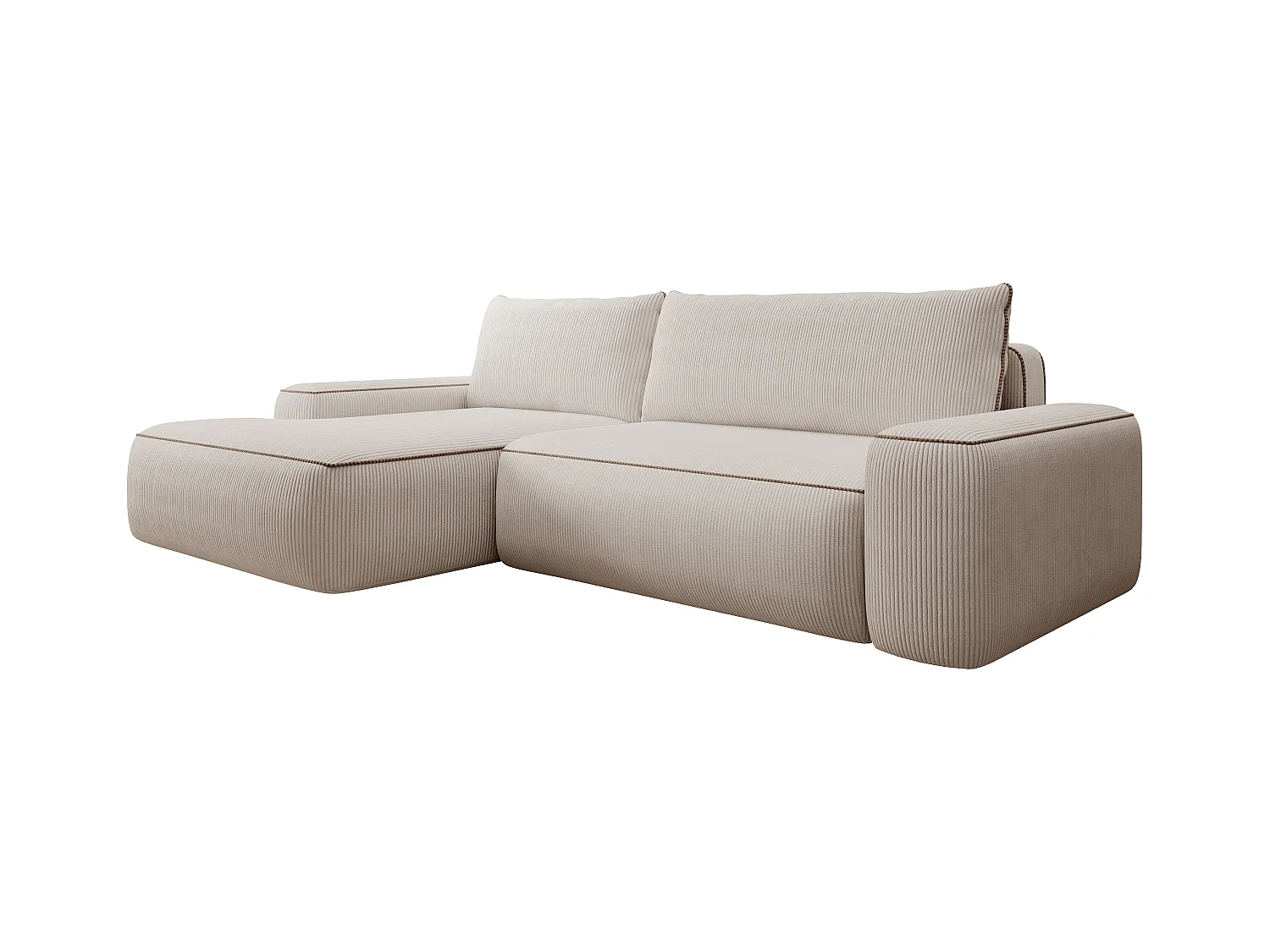 Sofá rinconera izquierda de pana beige ZOMELA