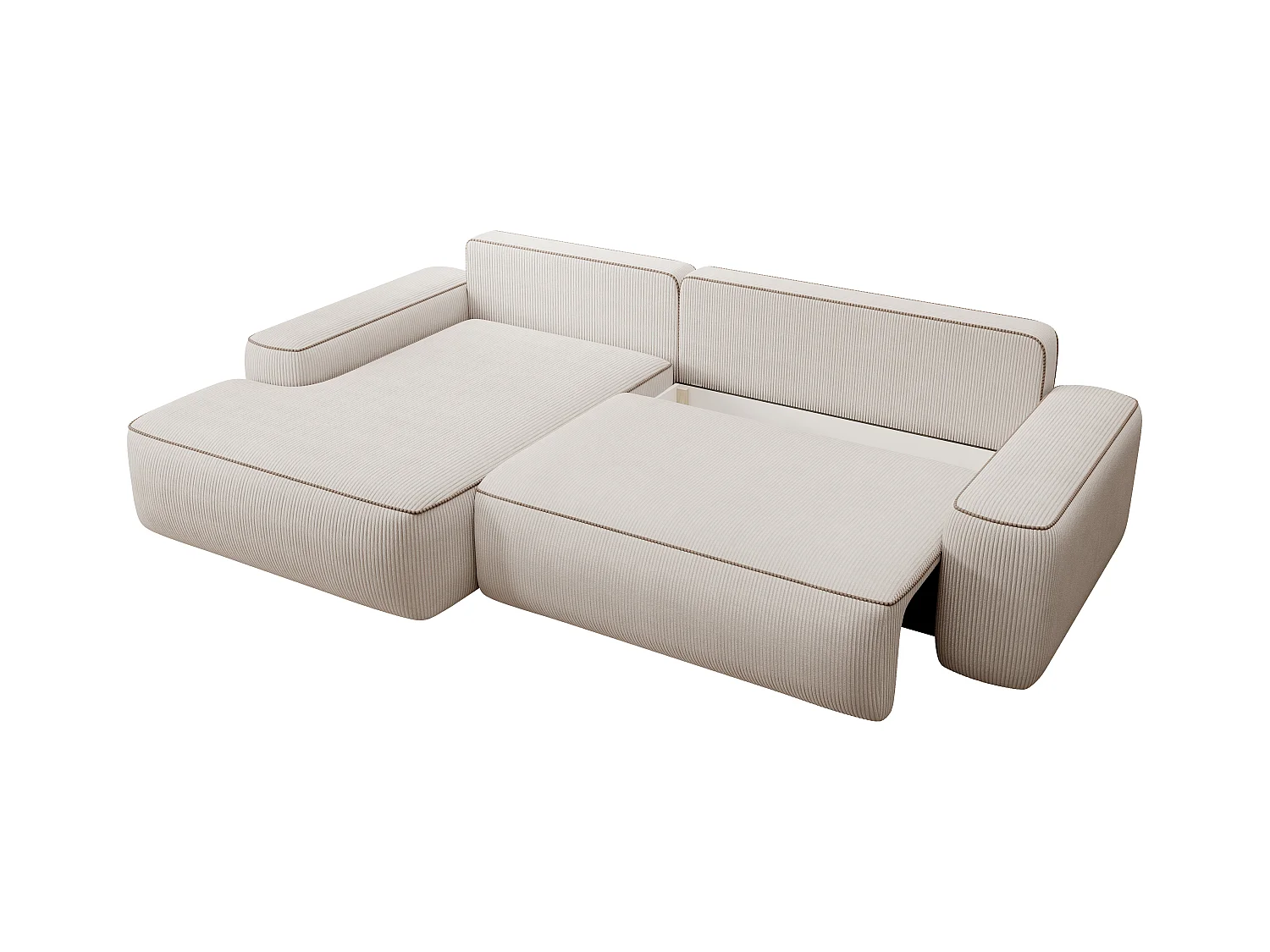 Sofá rinconera izquierda de pana beige ZOMELA