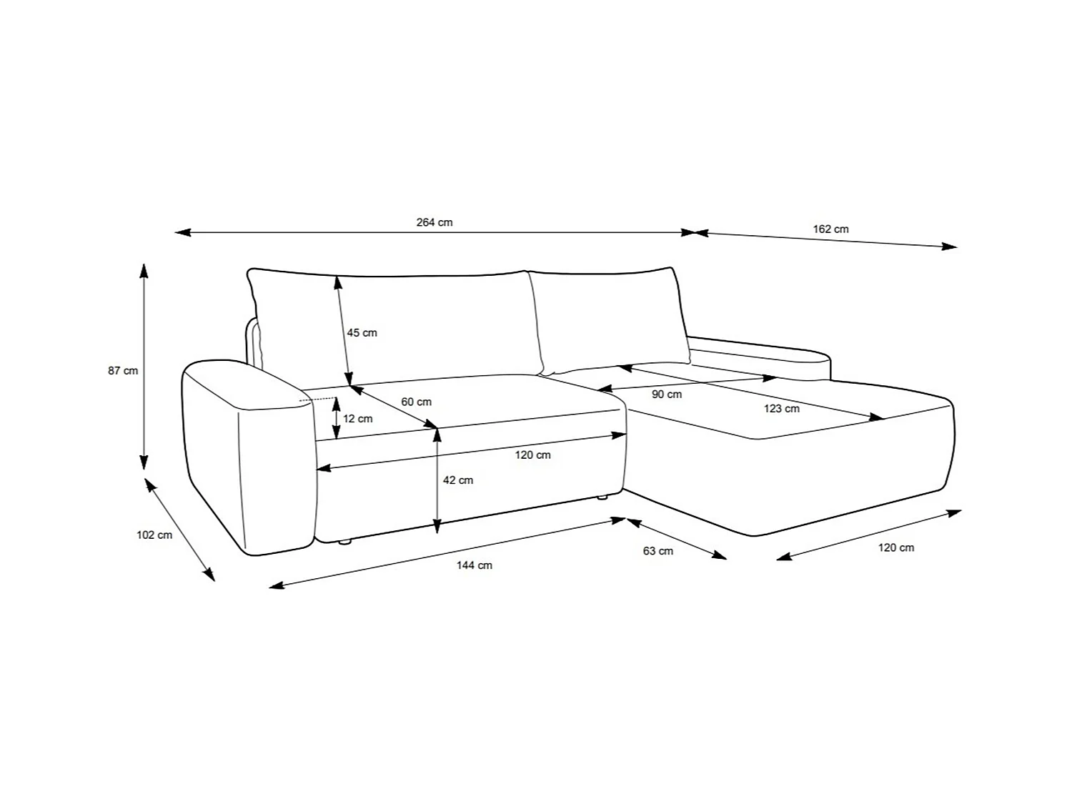 Sofá rinconera izquierda de pana beige ZOMELA