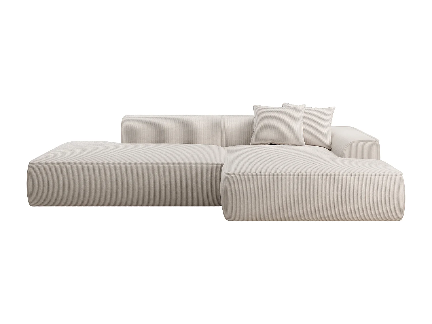 Ecksofa - Ecke rechts - Cord - Beige - ERYNEL