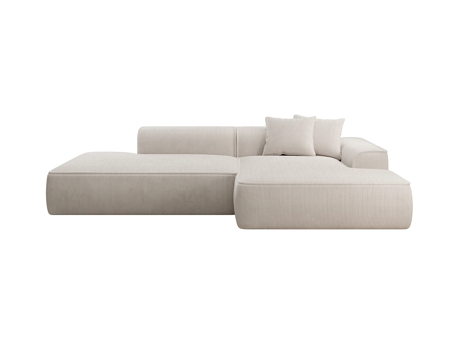 Zitbank met hoek rechts in beige ribfluweel ERYNEL