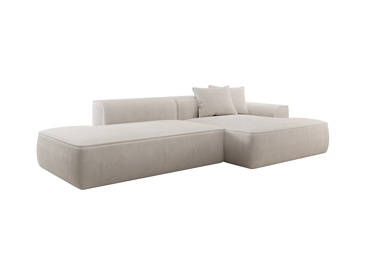 Zitbank met hoek rechts in beige ribfluweel ERYNEL