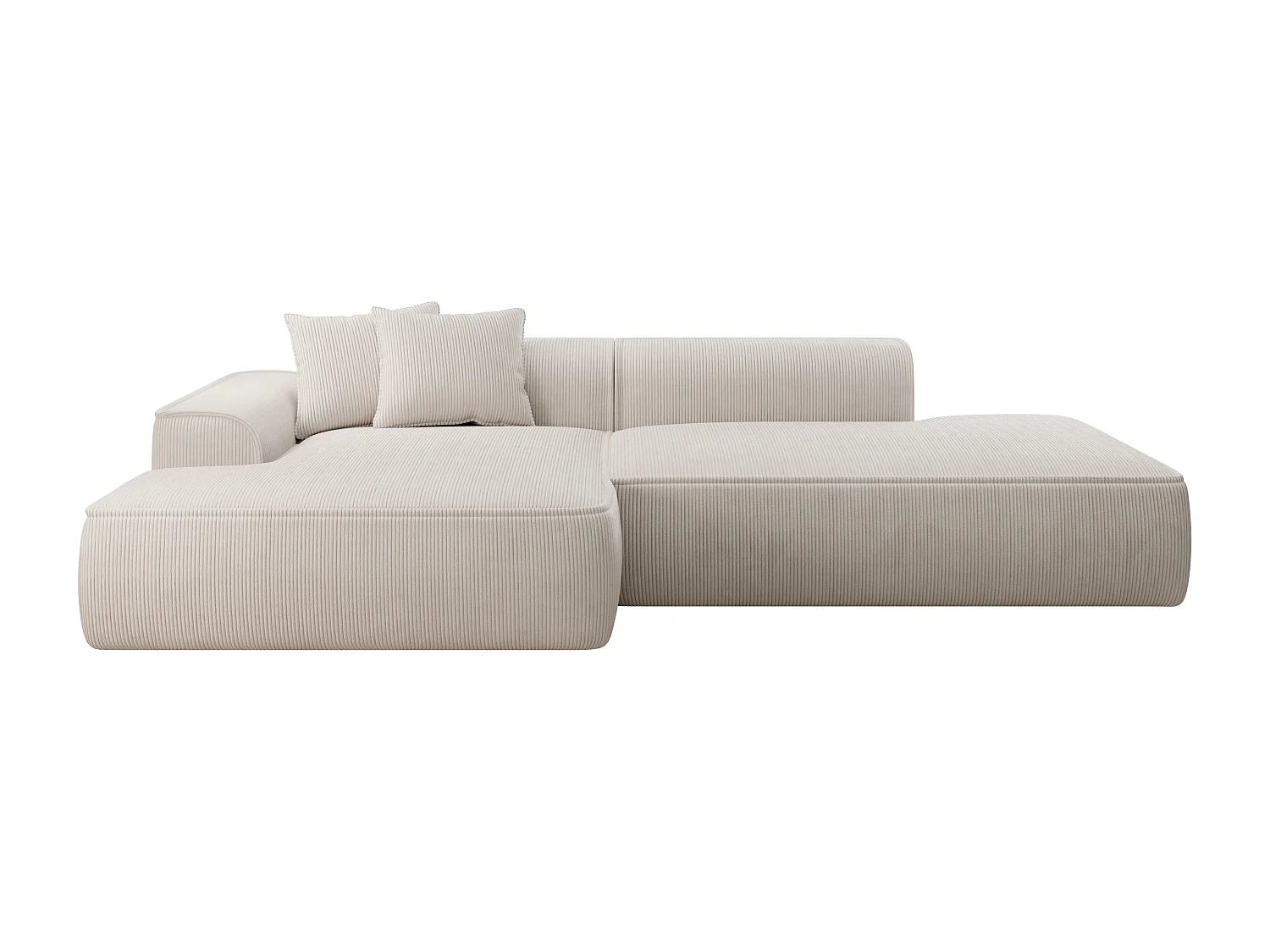 Zitbank met hoek links in beige ribfluweel ERYNEL