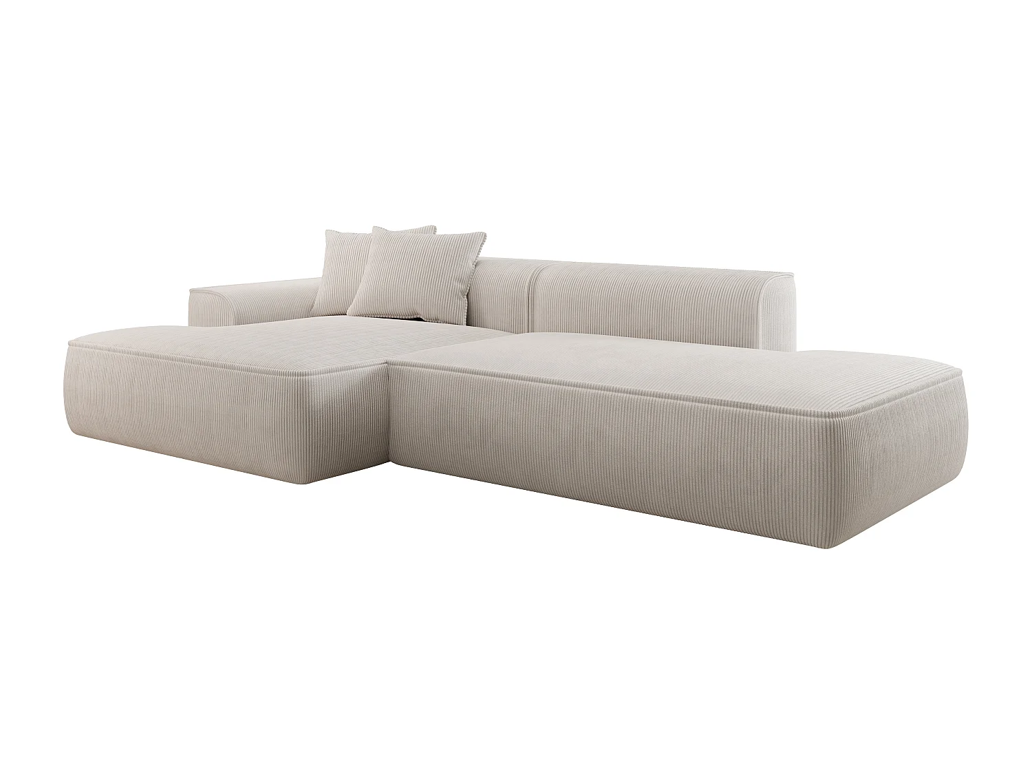 Zitbank met hoek links in beige ribfluweel ERYNEL