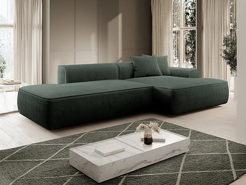 Divano angolo a destra in Velluto a coste Verde abete - ERYNEL