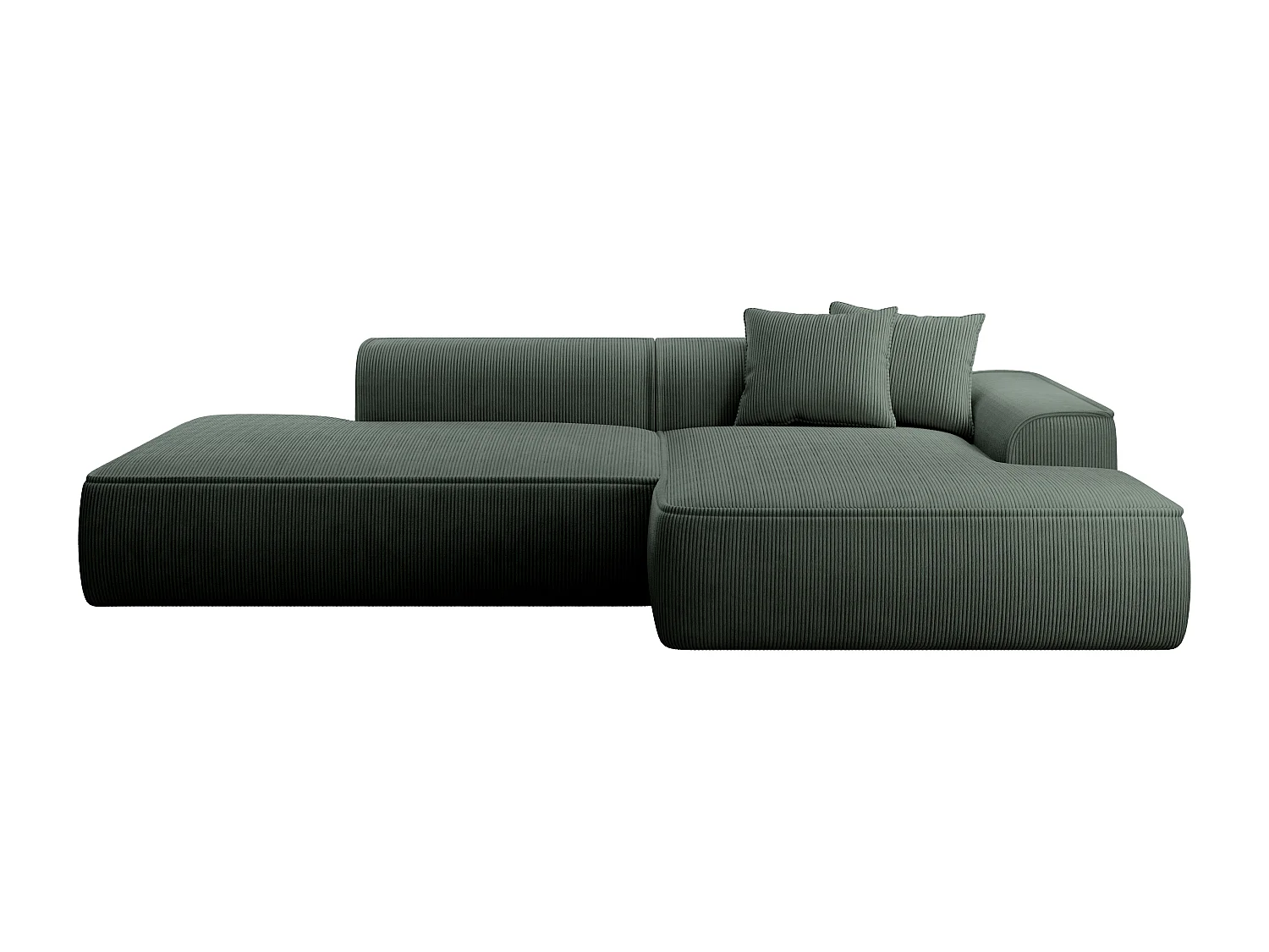 Ecksofa - Ecke rechts - Cord - Grün - Tannengrün - ERYNEL