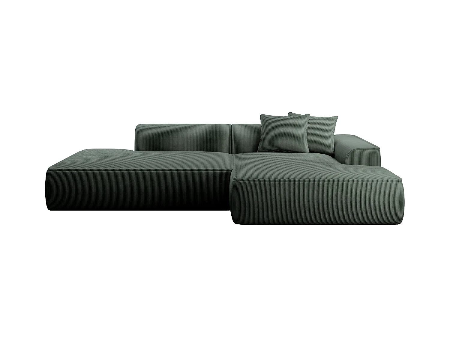Ecksofa - Ecke rechts - Cord - Grün - Tannengrün - ERYNEL