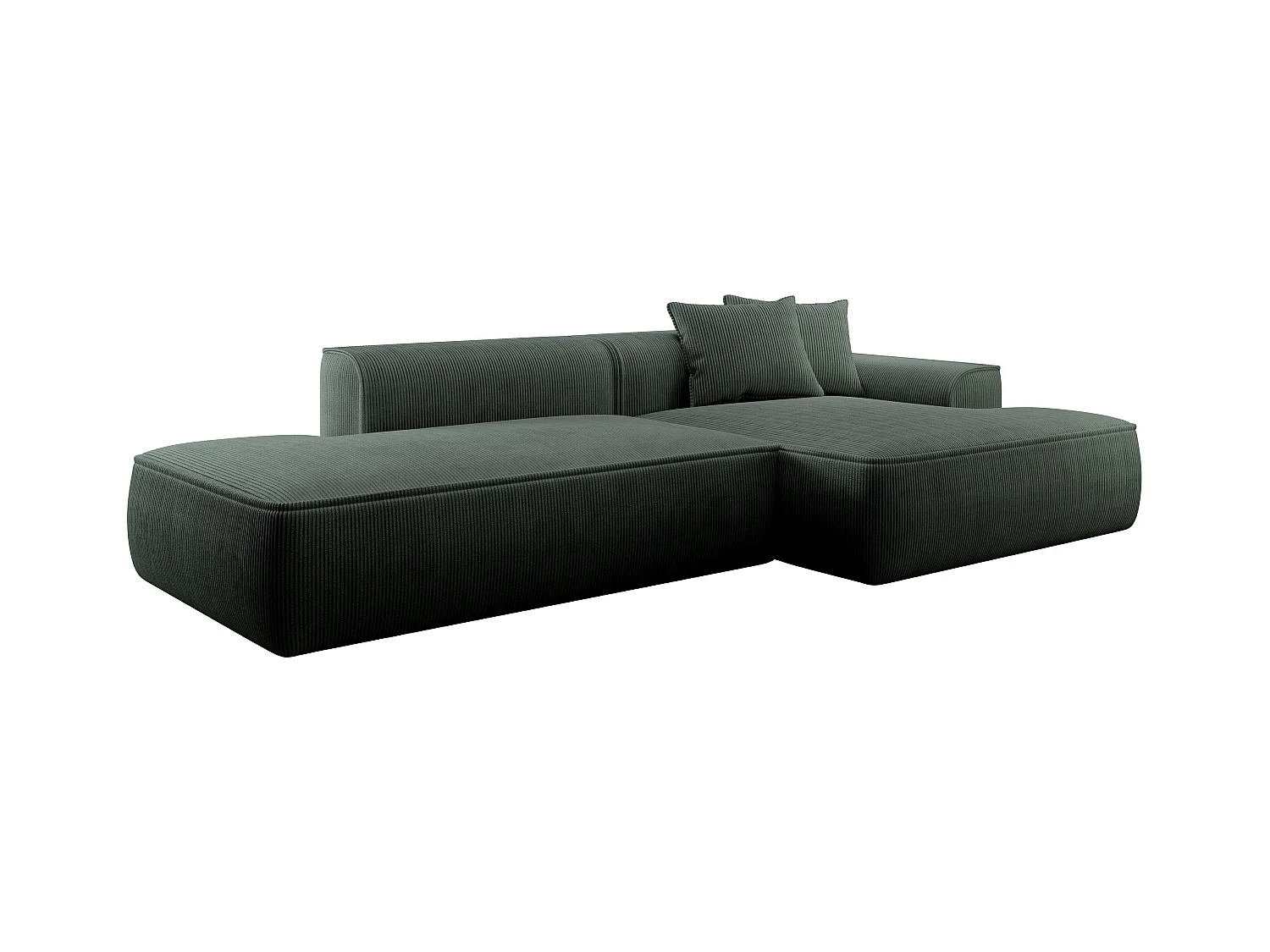 Ecksofa - Ecke rechts - Cord - Grün - Tannengrün - ERYNEL