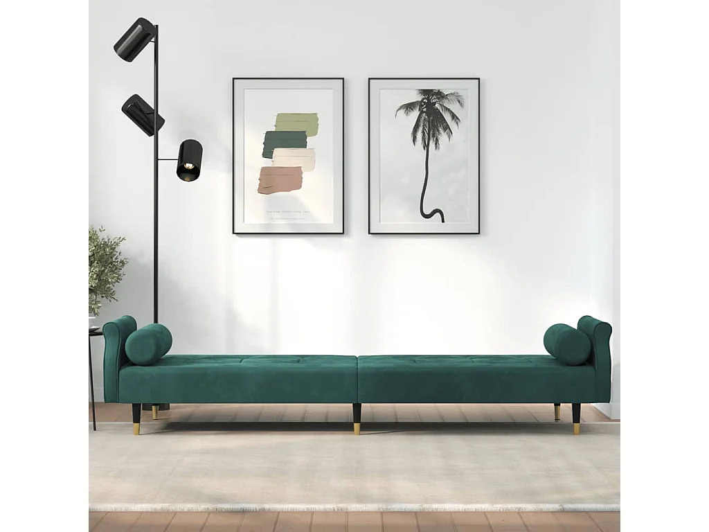 Slaapbank met kussens fluweel donkergroen