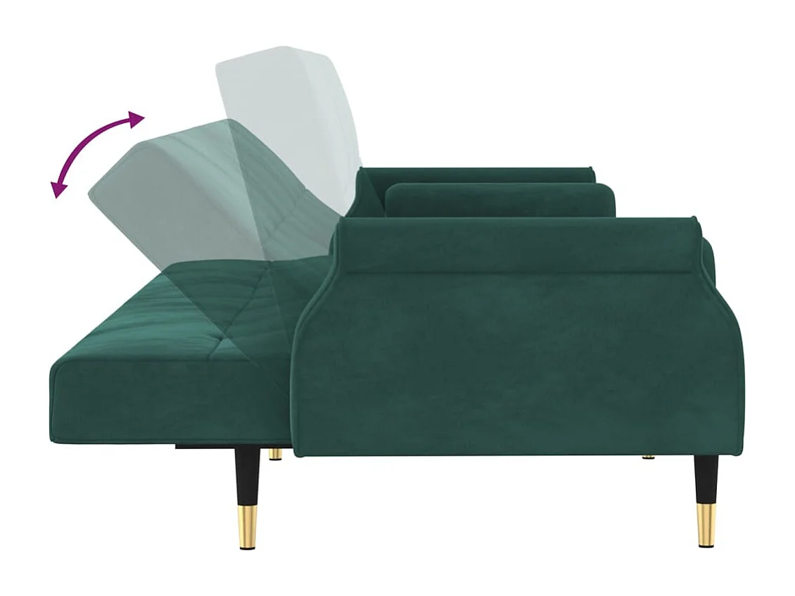 Slaapbank met kussens fluweel donkergroen