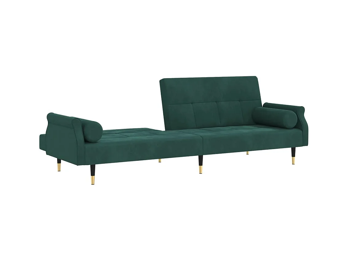 Canapé-lit avec coussins vert foncé velours