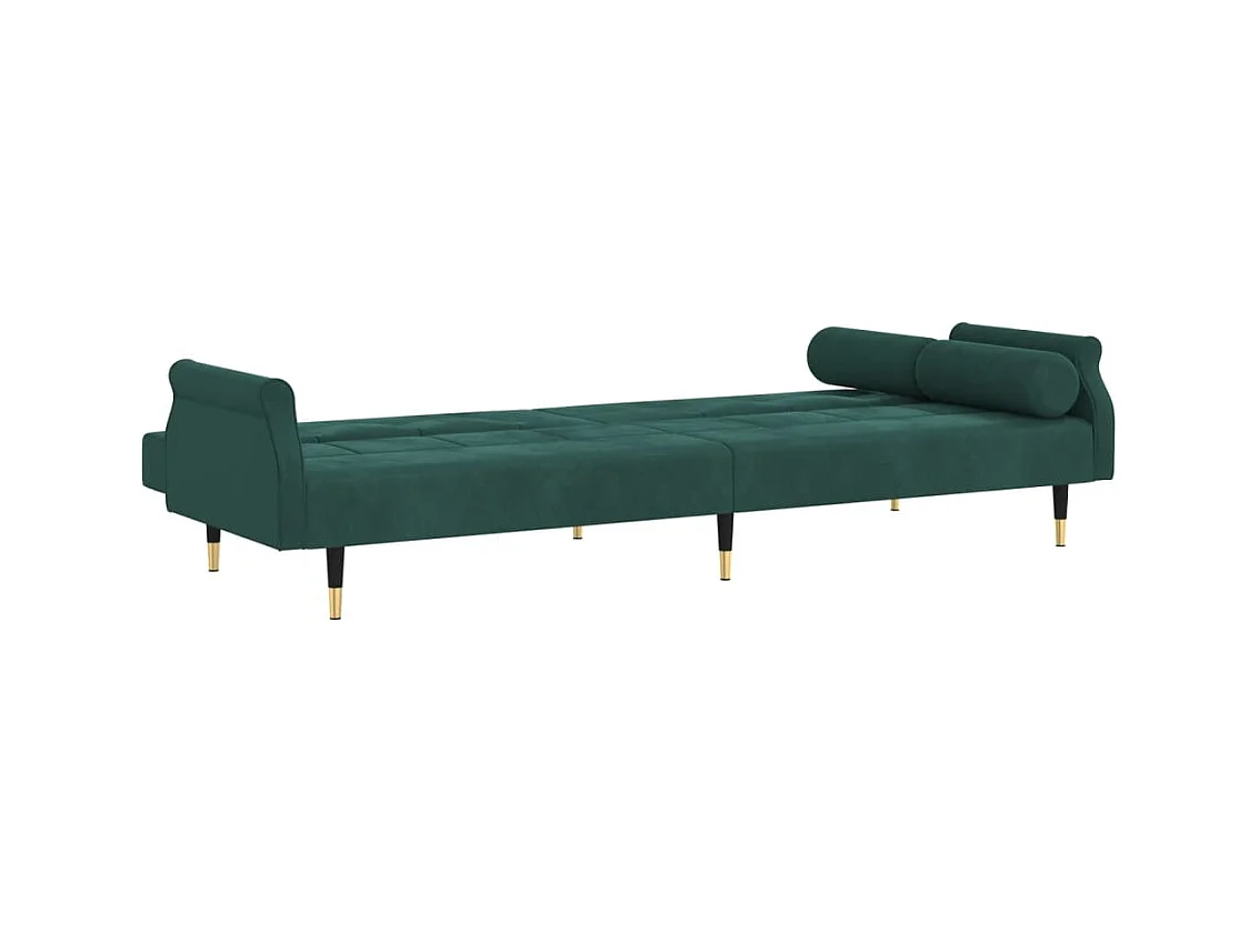 Canapé-lit avec coussins vert foncé velours