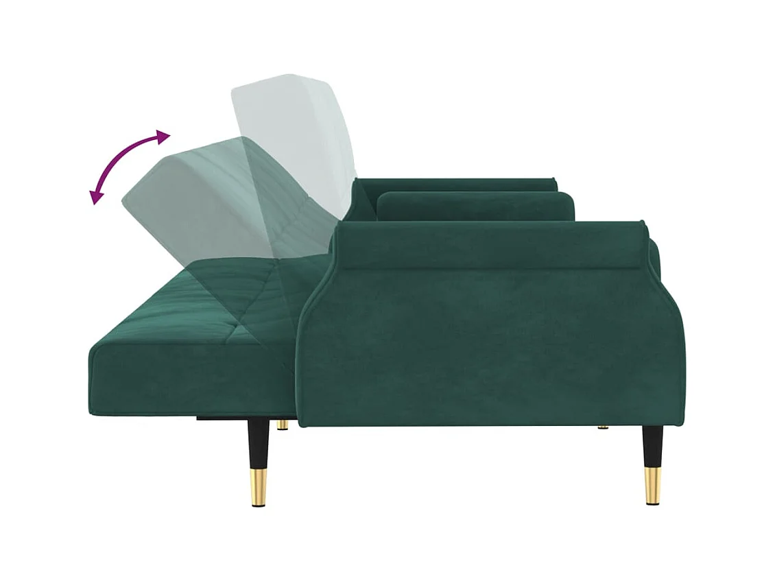 Canapé-lit avec coussins vert foncé velours