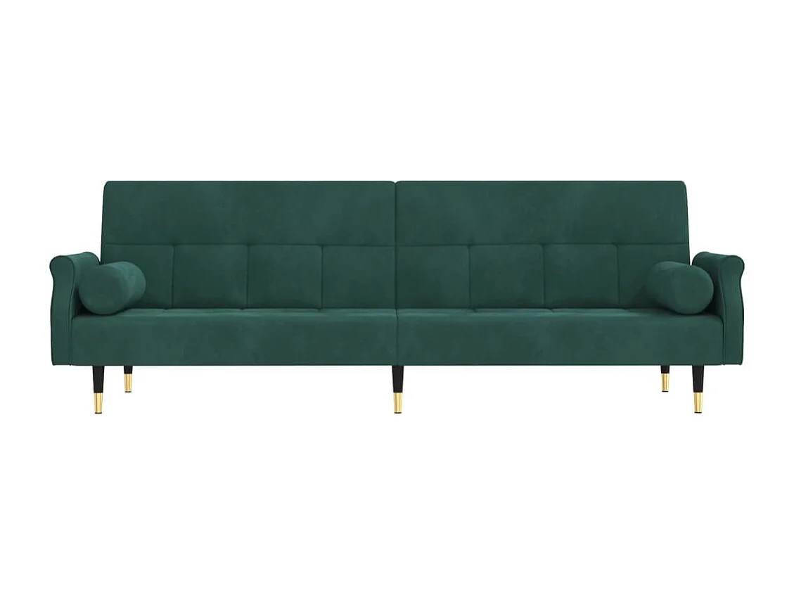 Canapé-lit avec coussins vert foncé velours