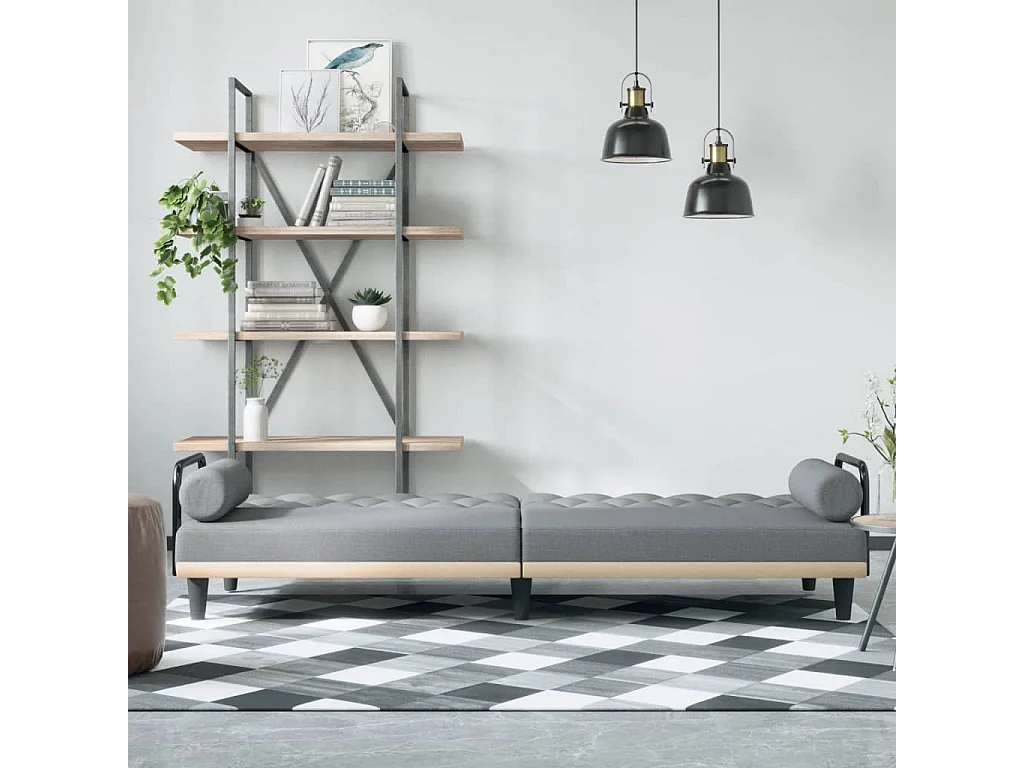 Canapé-lit avec accoudoirs gris clair tissu